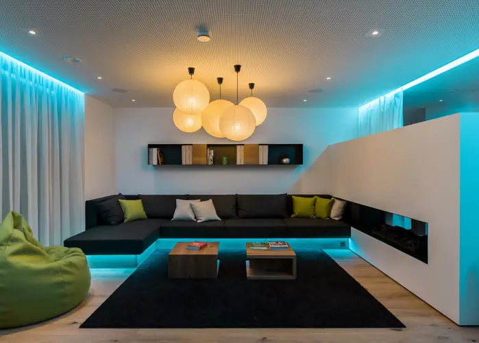 Bright well lit living room
